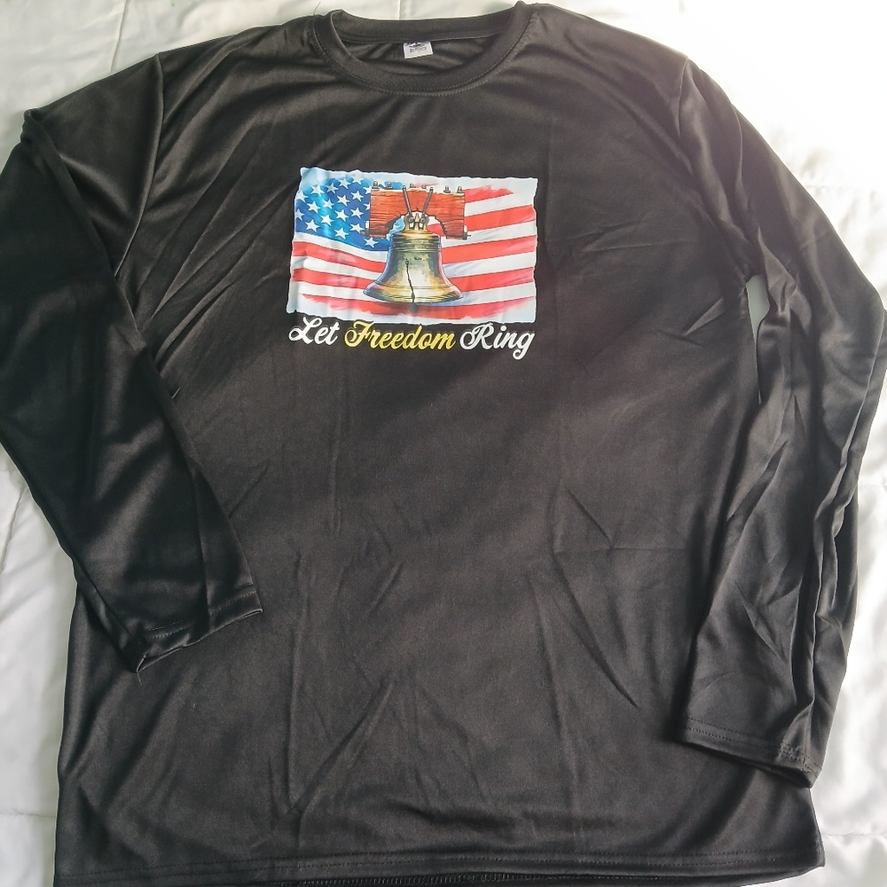 Black Long Sleeve Shirt with Patriotic Print Size Large